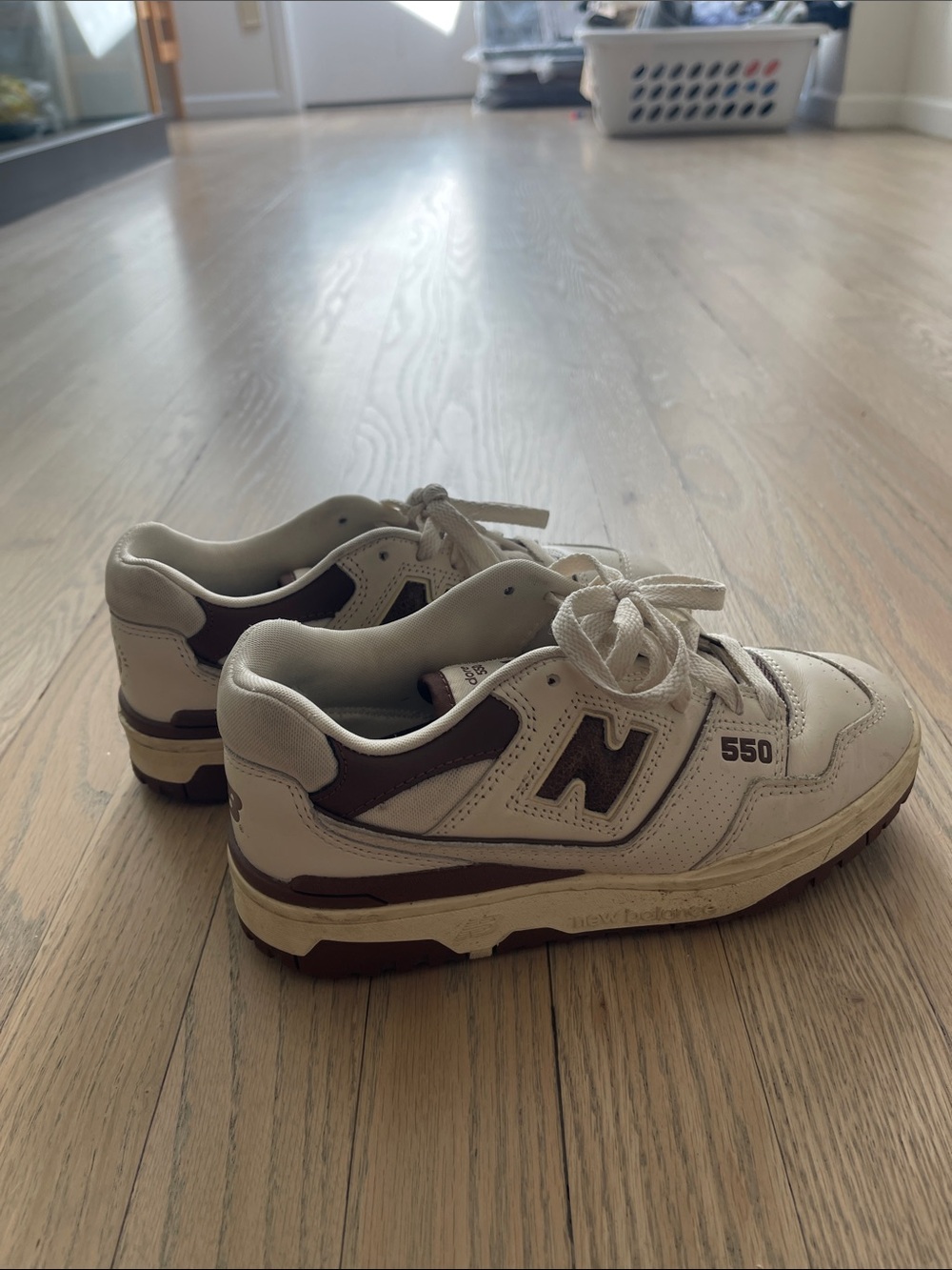 Aime Leon Dore White and Brown 550 Low-Top Sneakers